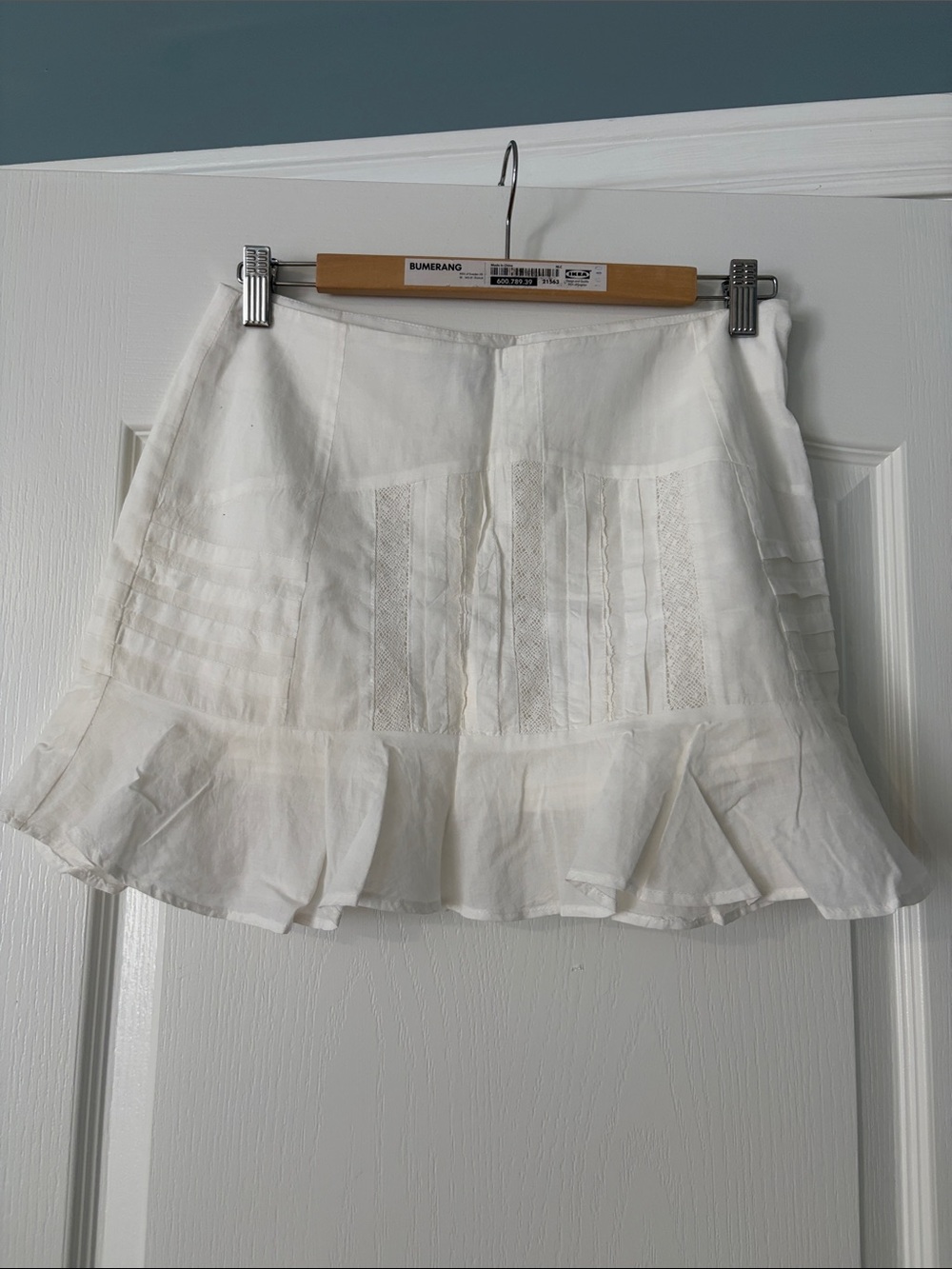Maurie + Eve Off White Organic Cotton Ruffle Hem Mini Skirt AUS Size 8/US Size 4